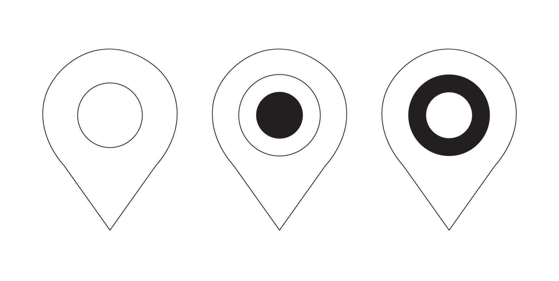 Map Location Line Art Pins with Different Inner Circle Designs for Navigation and Geolocation vector