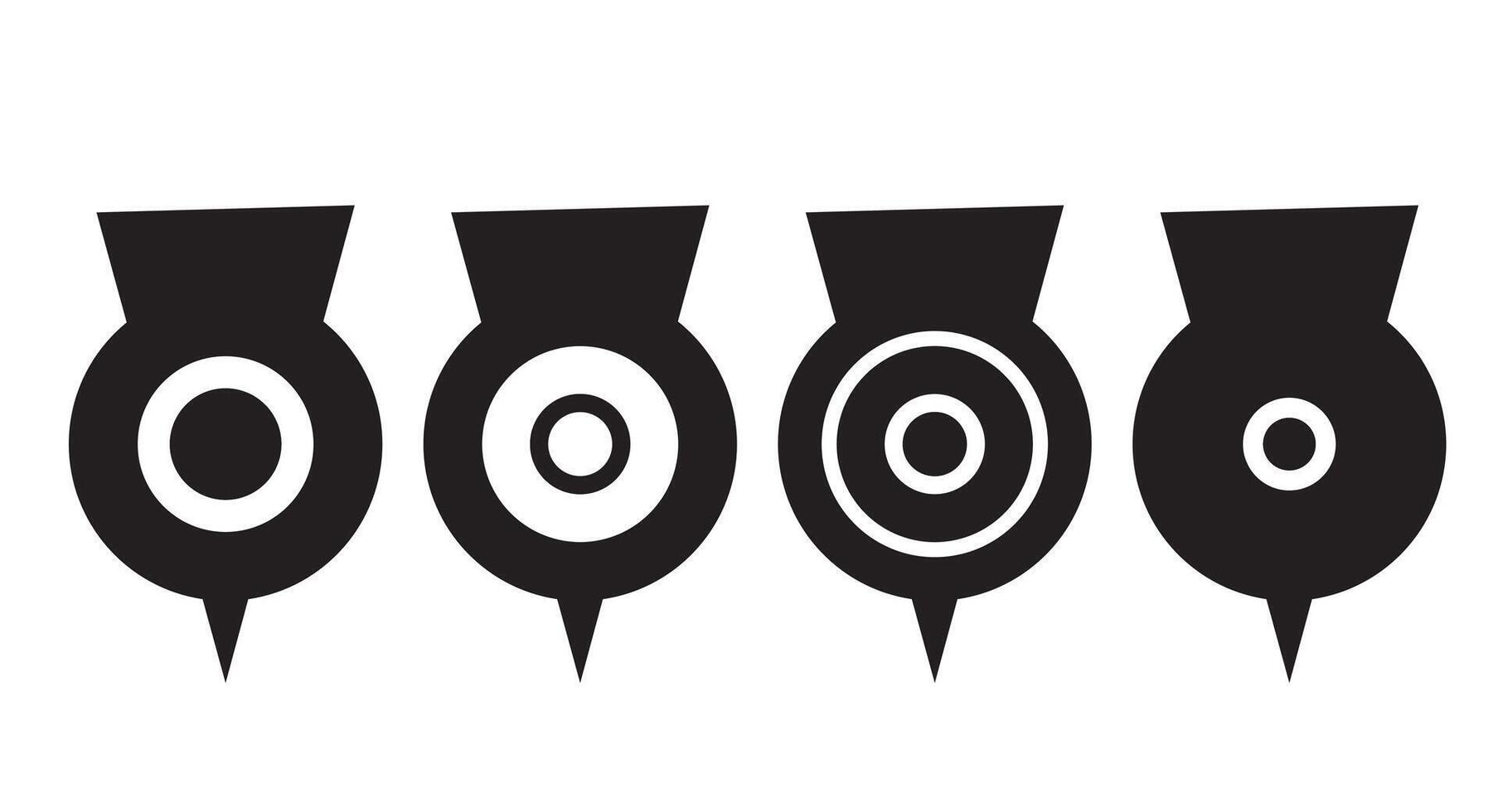Four Unique Circular Symbols with Concentric Circles and Dots For Abstract Backgrounds vector