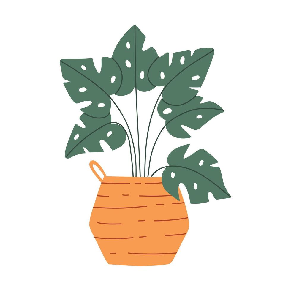 Houseplant in a pot. Home plant palm flowers in pots isolated on white background. illustration. Flat style. Decorative plants for the home. vector