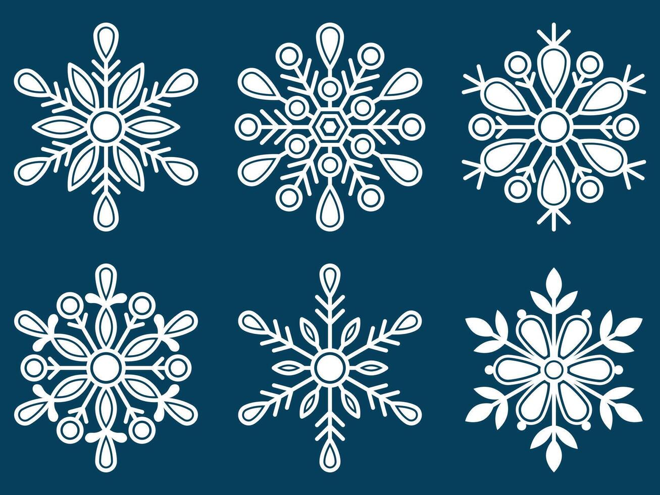 Winter Season Shapes Snowflake, New Year and Christmas December Element, Snowflakes Collection vector