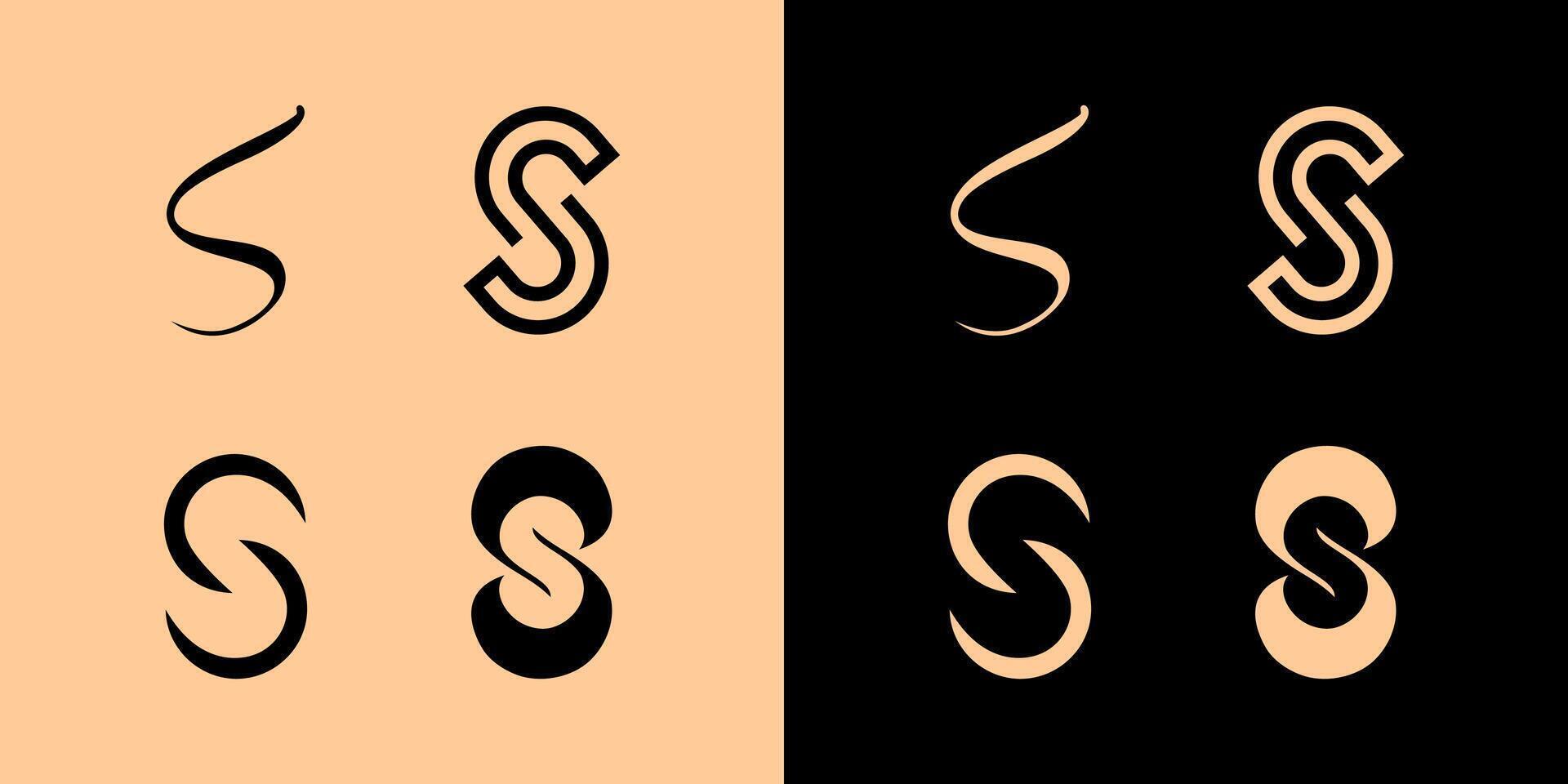 Set of S letter icon logo abstract shape business vector