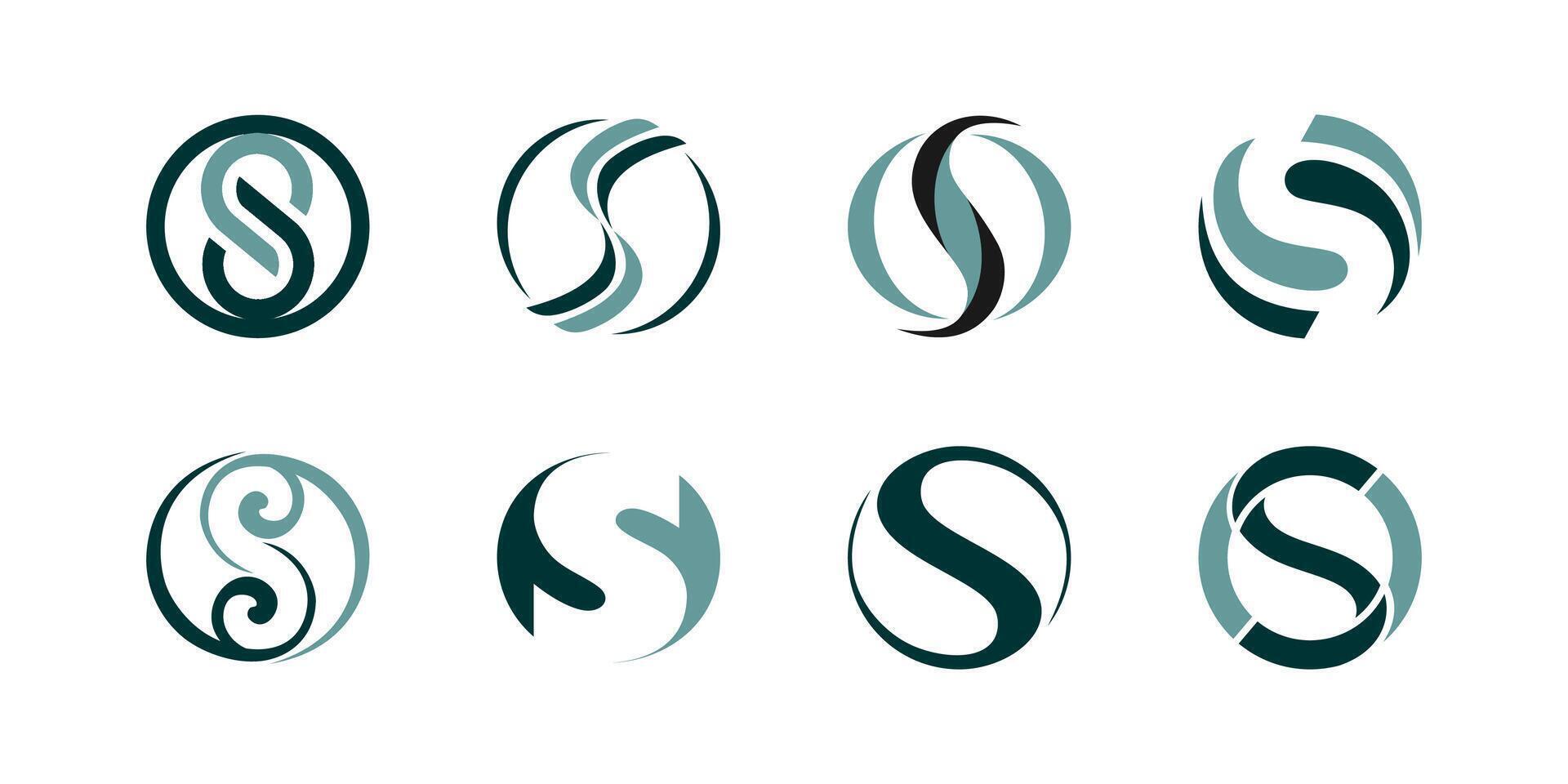 Set of S circle icon logo abstract shape business vector