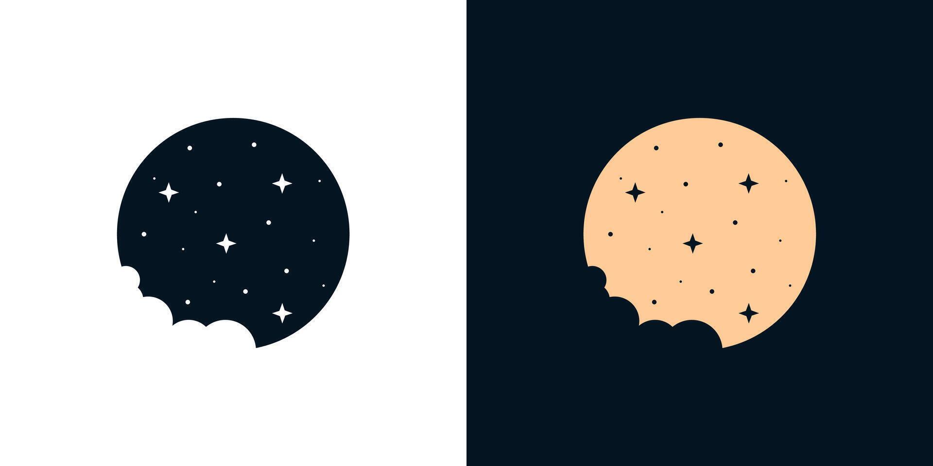 Sky star night circle icon background moon illustration design isolated vector