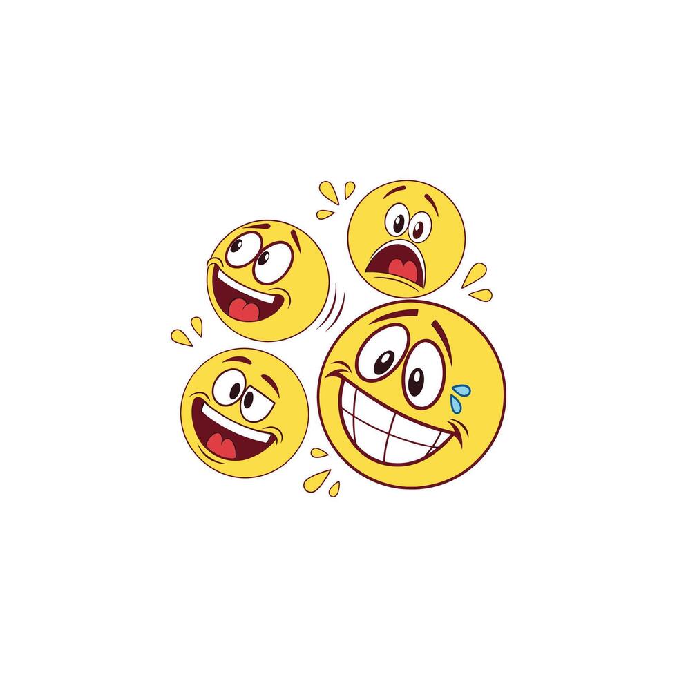 A cartoon smiley face with different expressions vector