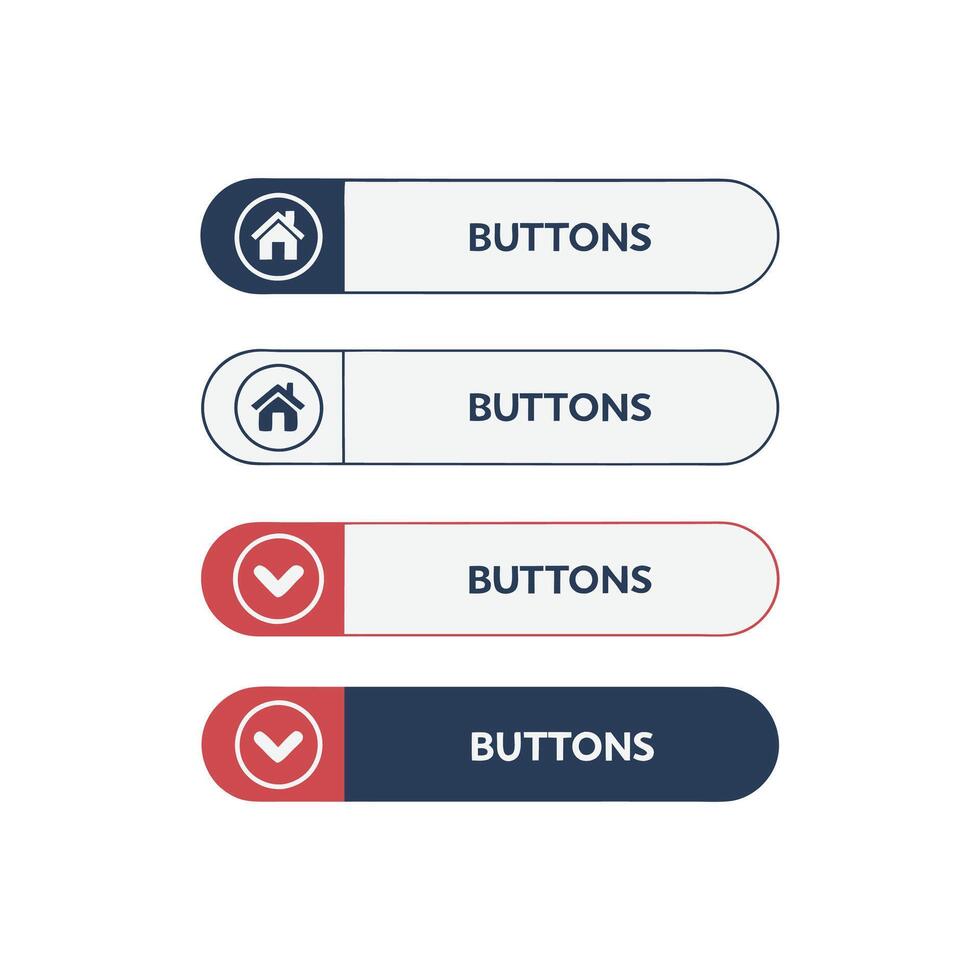 Four buttons with different icons and arrows vector