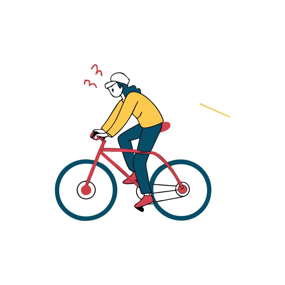 A person riding a bike with a helmet on vector