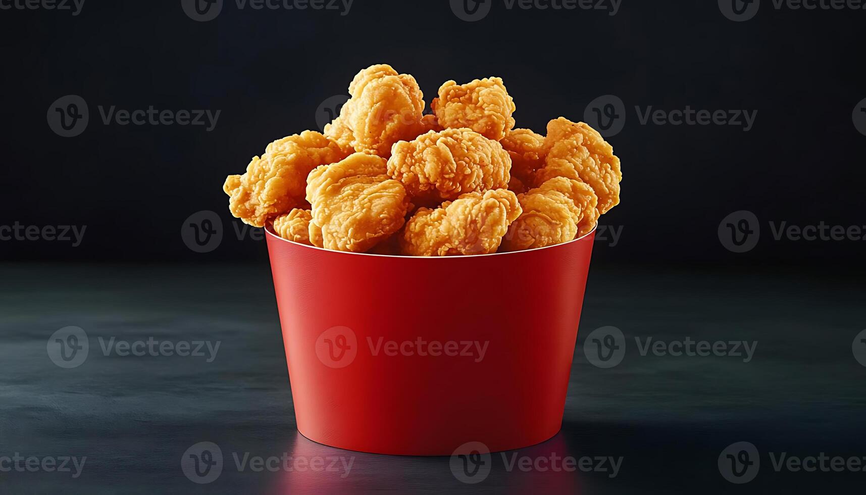 Fried chicken bucket filled with crispy, golden pieces, perfect for sharing photo