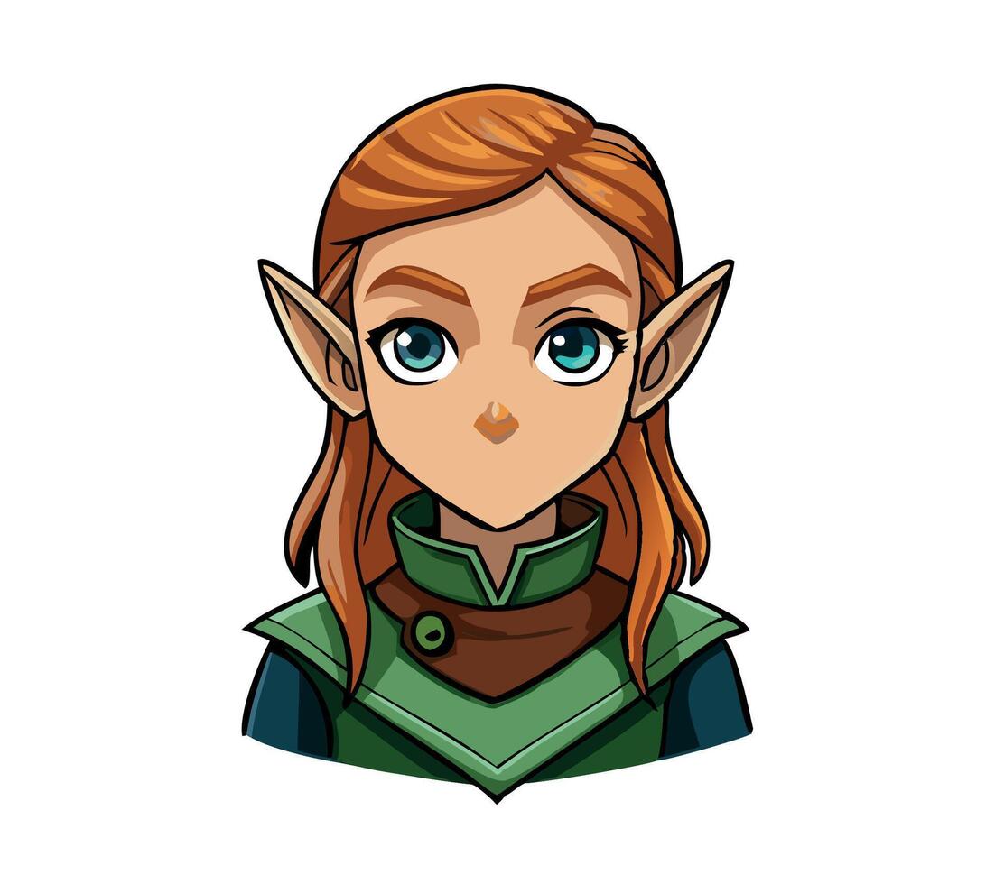 Elf character. Medieval warrior knight. Cute fairy tale avatar. Magic fairytale fantasy face vector
