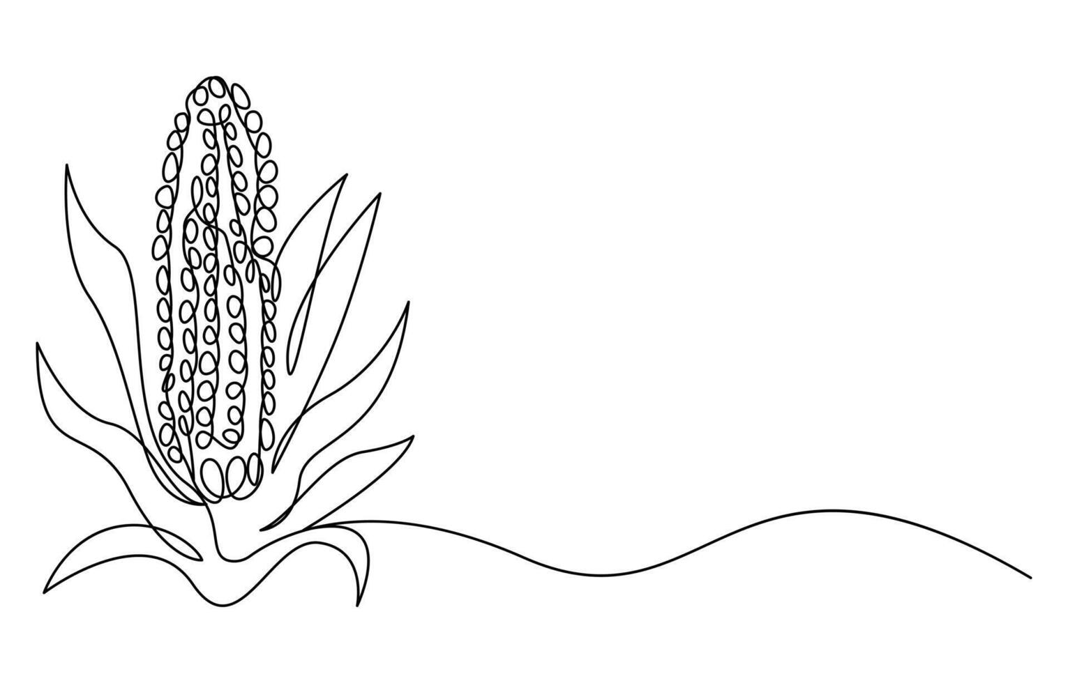 Continuous one line drawing of corn crop for farm vector
