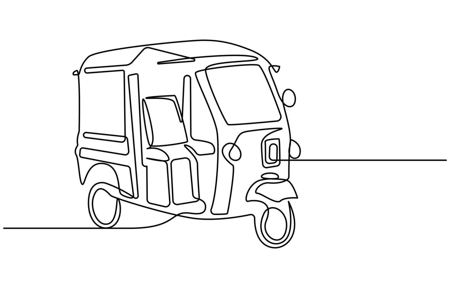 one continuous line drawing Tuk Tuk Thailand is often used by tourists vector
