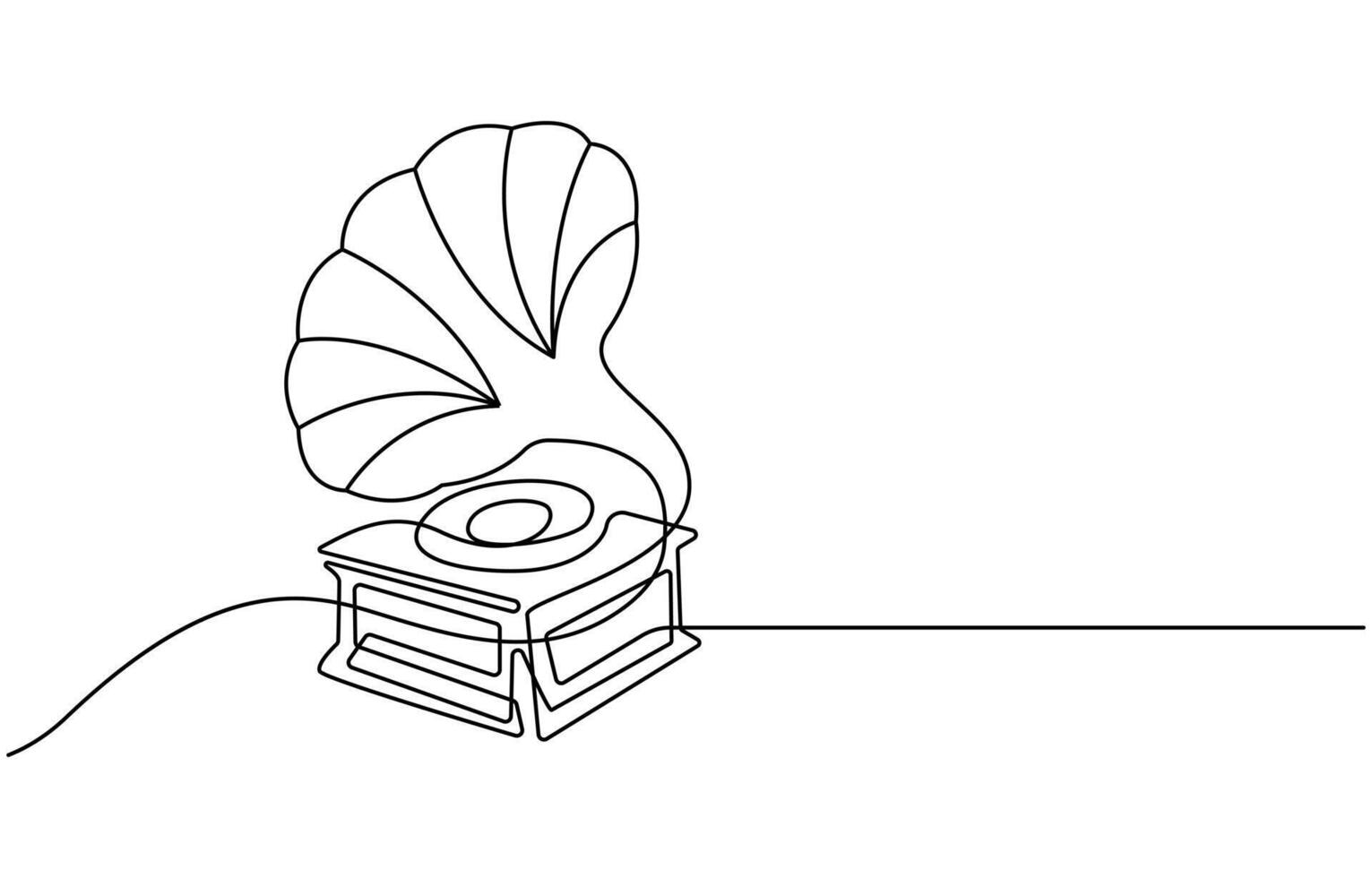 one line art of Gramophone vector