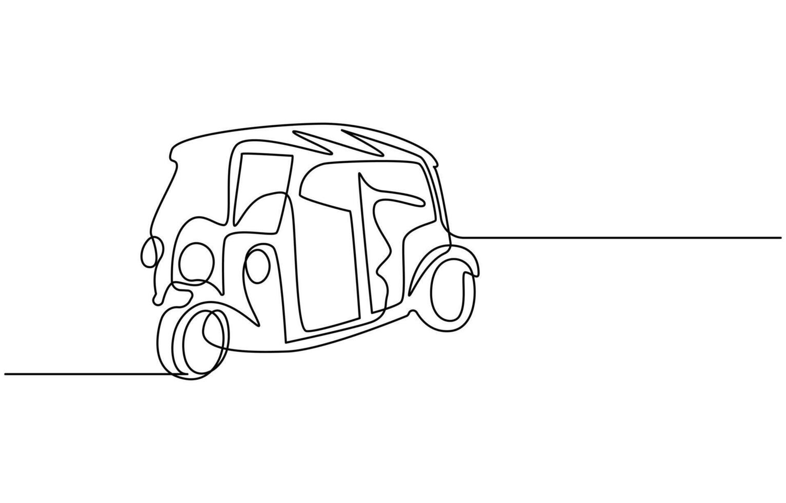 single line drawing of traditional Bangkok transportation vector