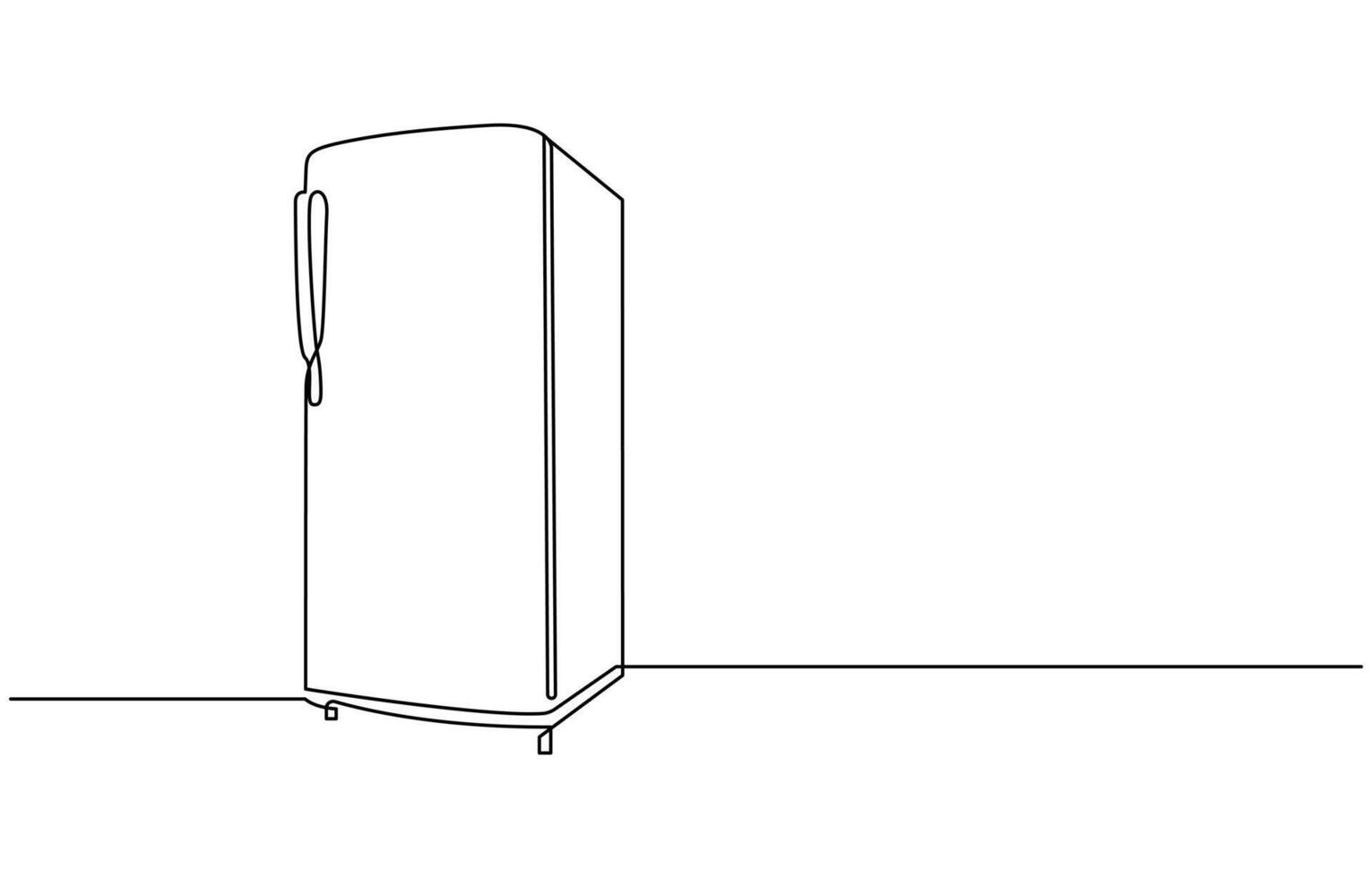 one line art drawing Refrigerator vector
