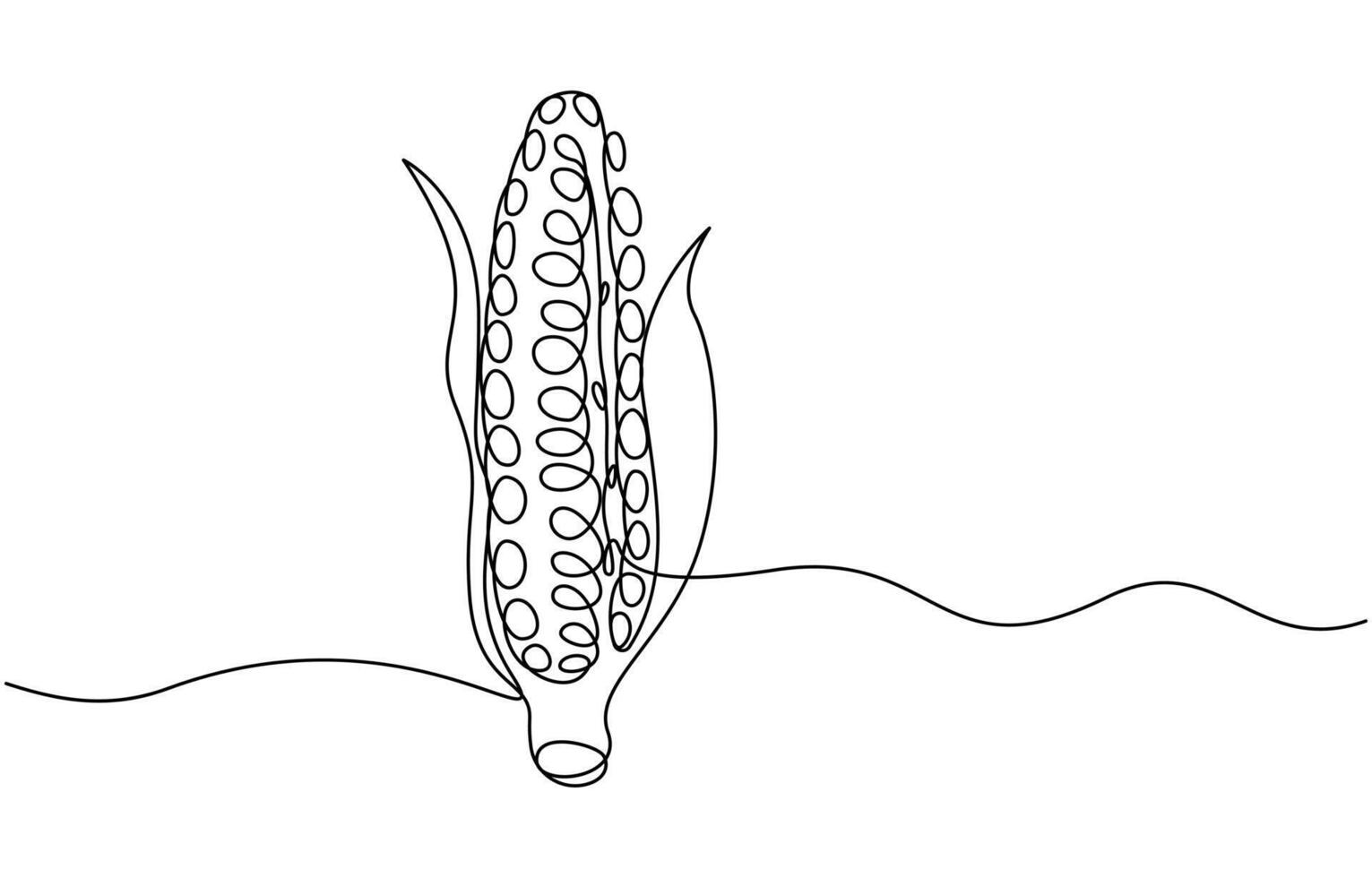 One line drawing illustration of corn from agriculture vector