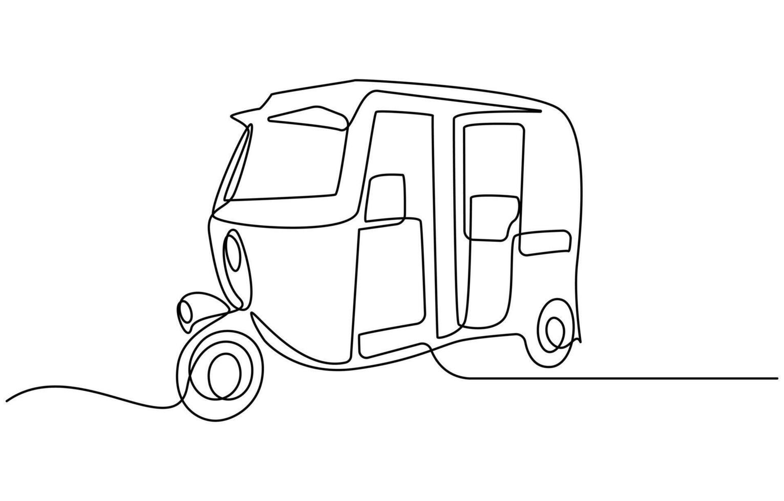 Bajaj Tuk Tuk Minimalist Line Art vector