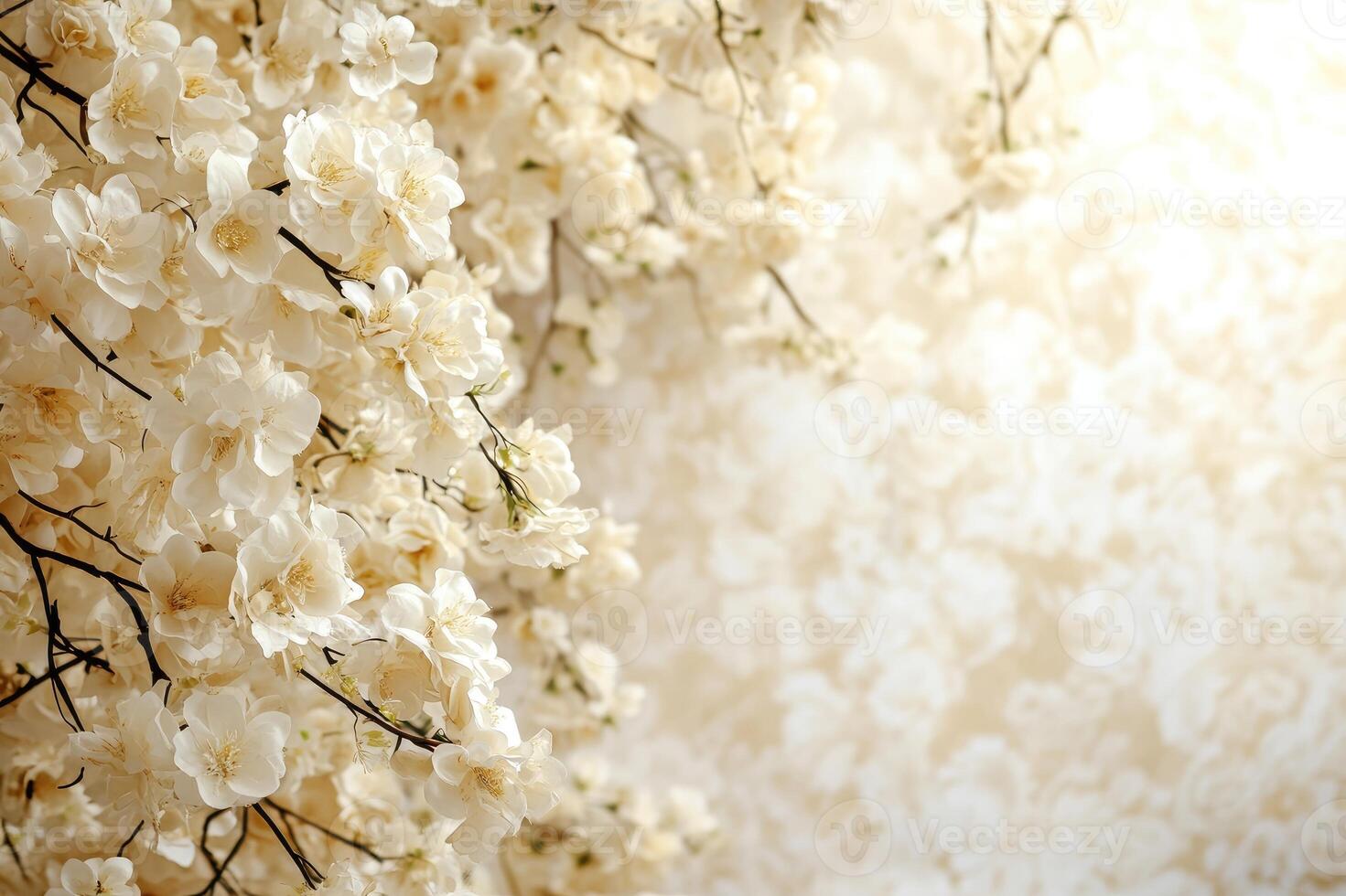 Delicate white flowers creating a serene ambiance on textured background photo