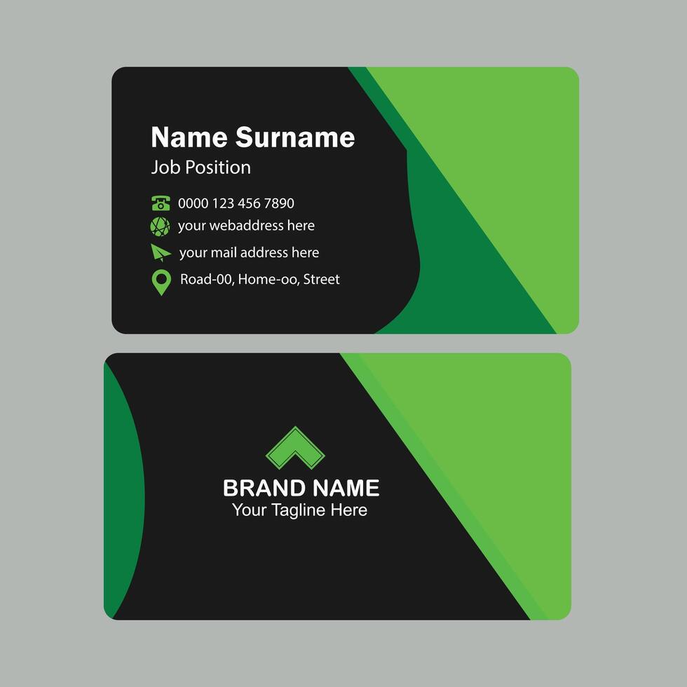 Green and Black business card print templates. Clean professional business card design. vector