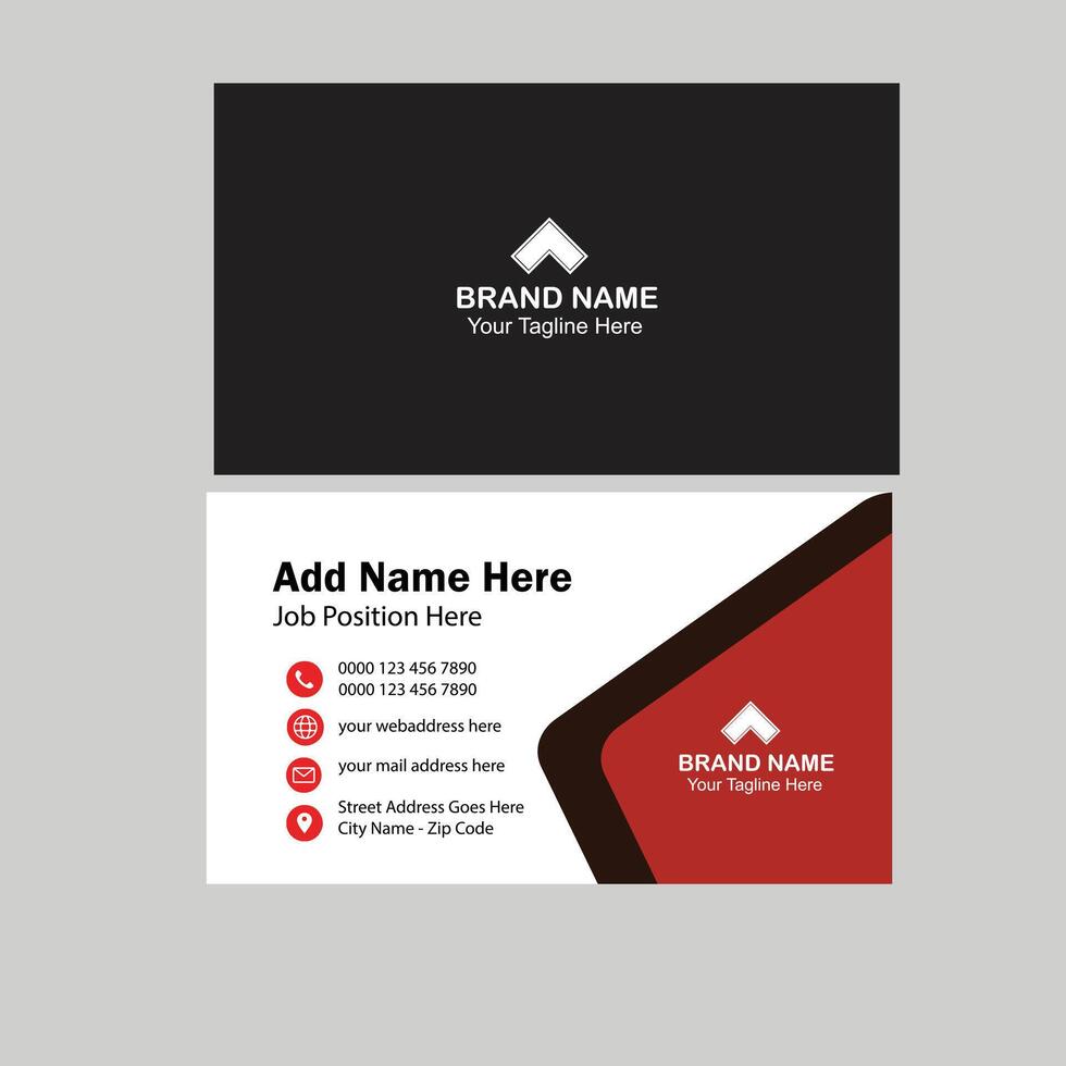 Red and dark black color professional business card design vector