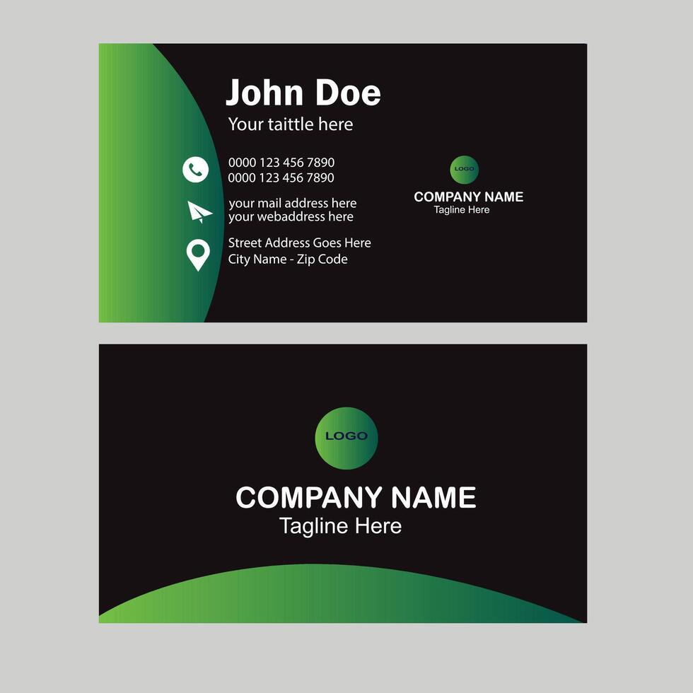 Creative modern green business card design, name card corporate visiting card and simple clean template vector
