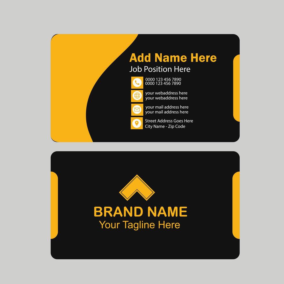 elegant minimal black and yellow business card template vector