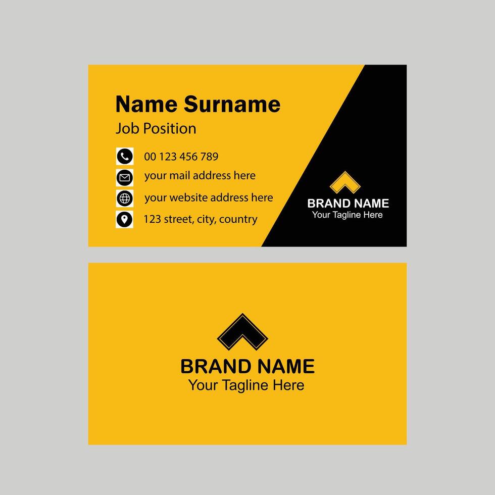 black and yellow professional business card template vector