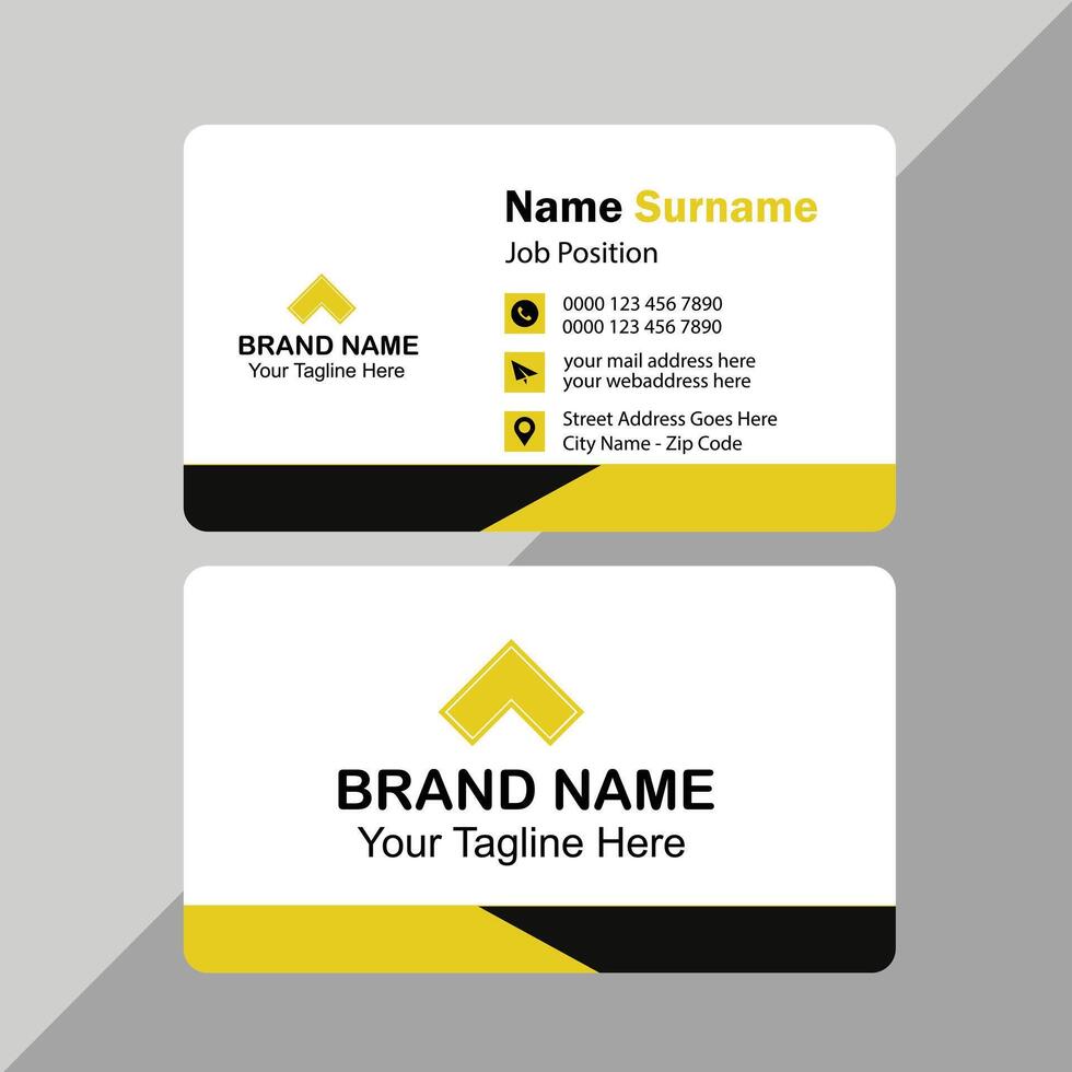 elegant and simple business card design template- Yellow and dark black color professional business card design . vector