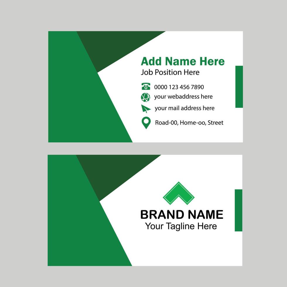 Green and white modern business card design template, green corporate business card template, Clean professional business card template, visiting card, business card template. vector