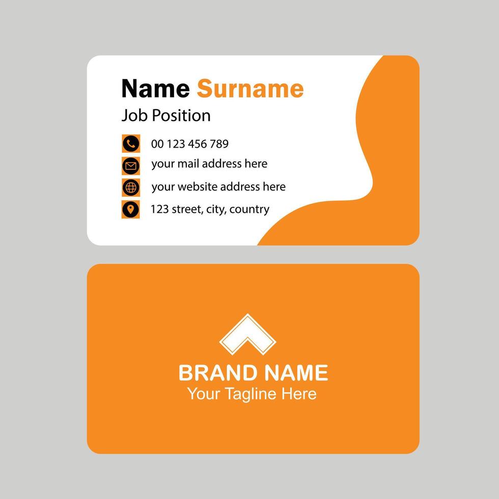 creative business card template, Modern and simple business card design with yellow and dark black color vector