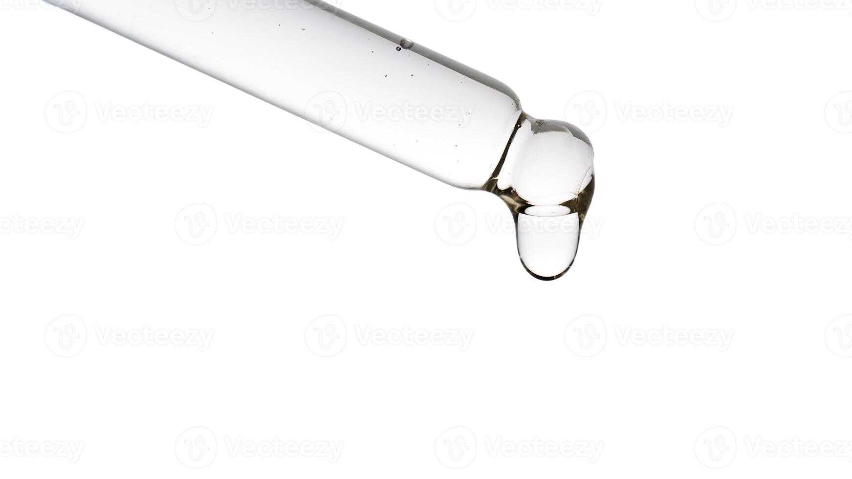 Dropper pipette with delicious serum with bubbles close-up. photo