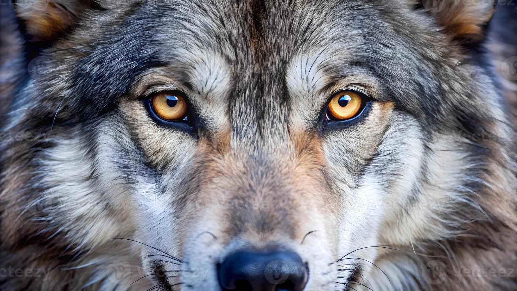 Eyes of wolf. dangerous mammal. close up view. . photo