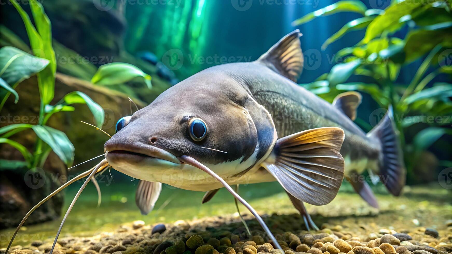 catfish fish realistic image under the water close up view. . photo