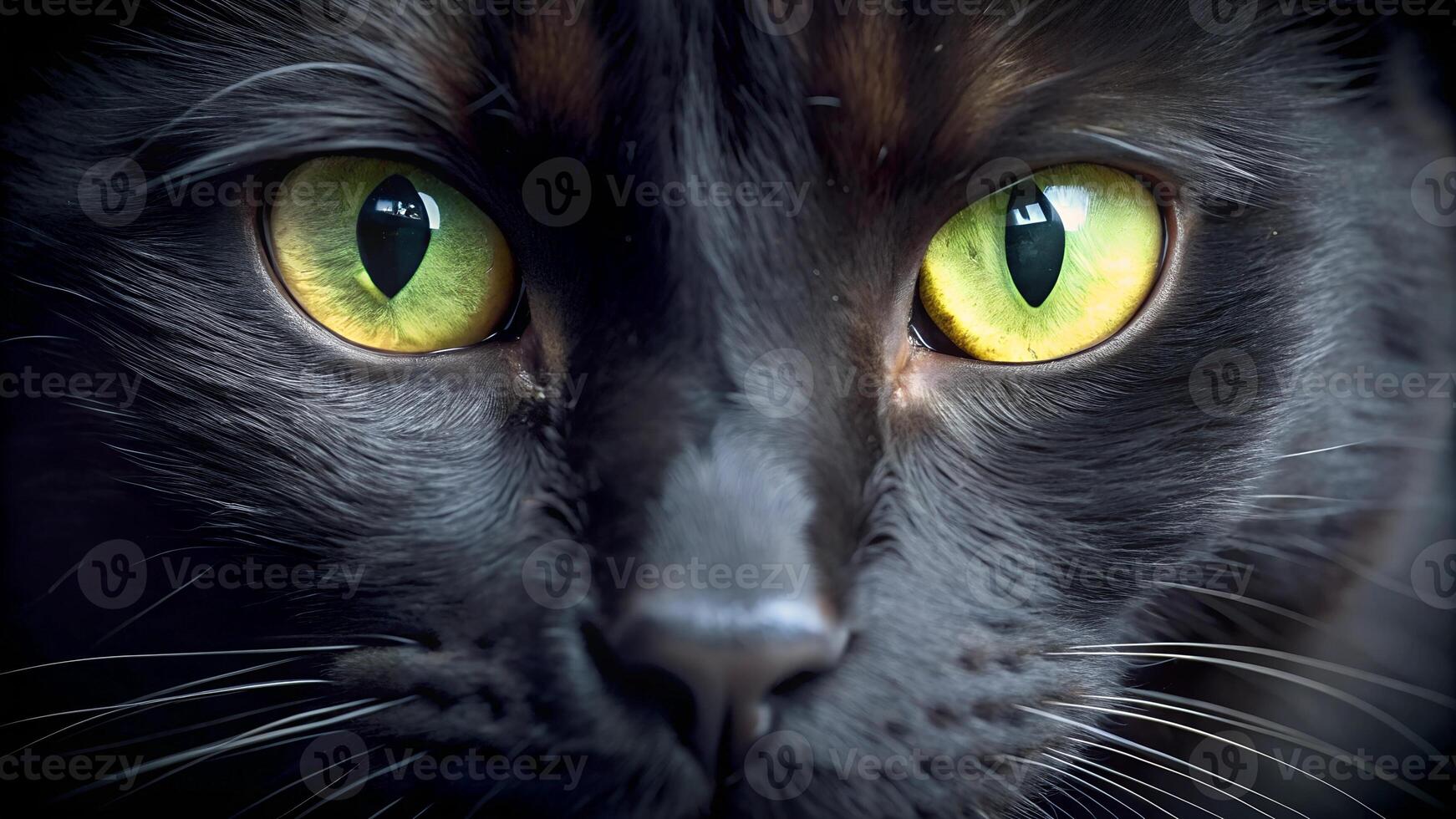 cat eyes close up view. Dark background. photo