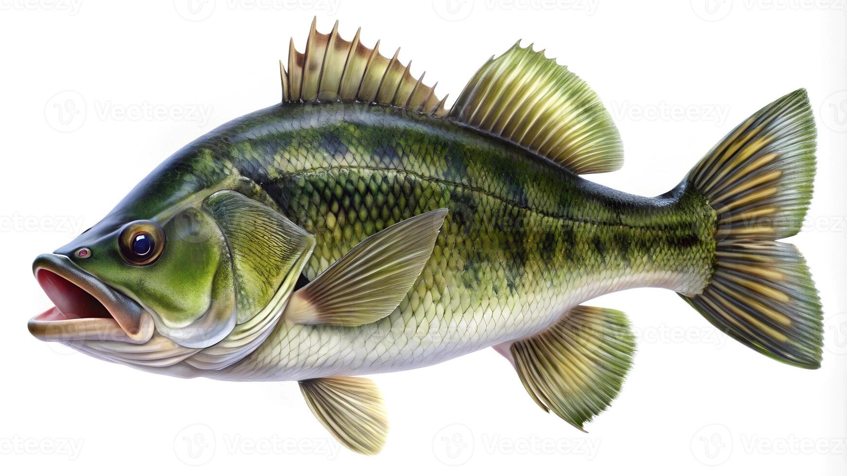 Bass fish realistic image on a white background. . photo