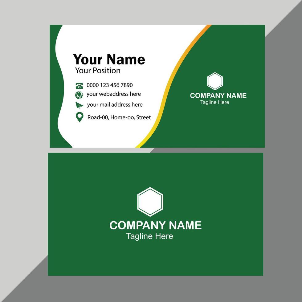 Creative modern green business card design, name card corporate visiting card and simple clean template vector