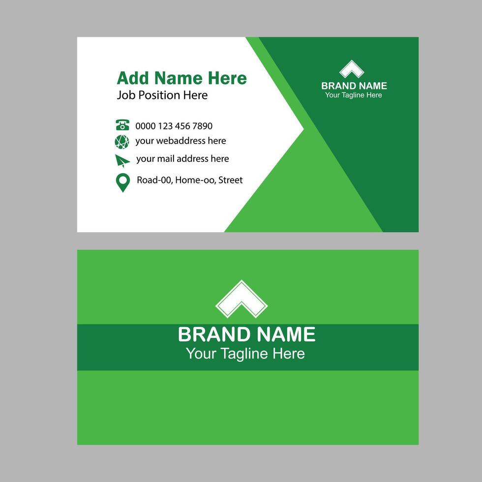 Green modern creative business card and name card horizontal simple clean template vector
