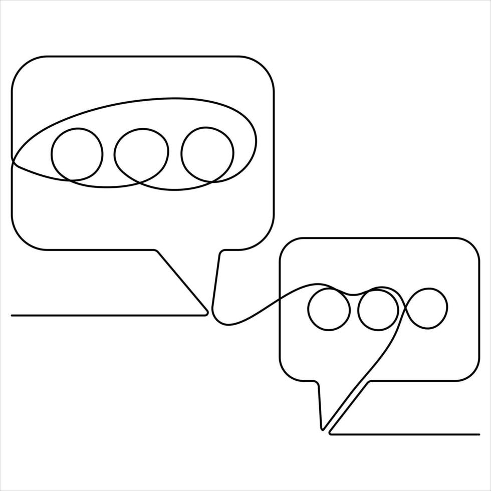 Continuous speech bubble single line drawing dialogue speech bubble vector