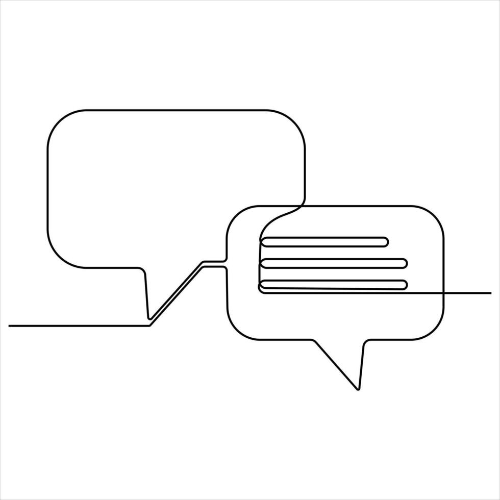 Continuous speech bubble single line art drawing of dialogue speech bubble border line art vector