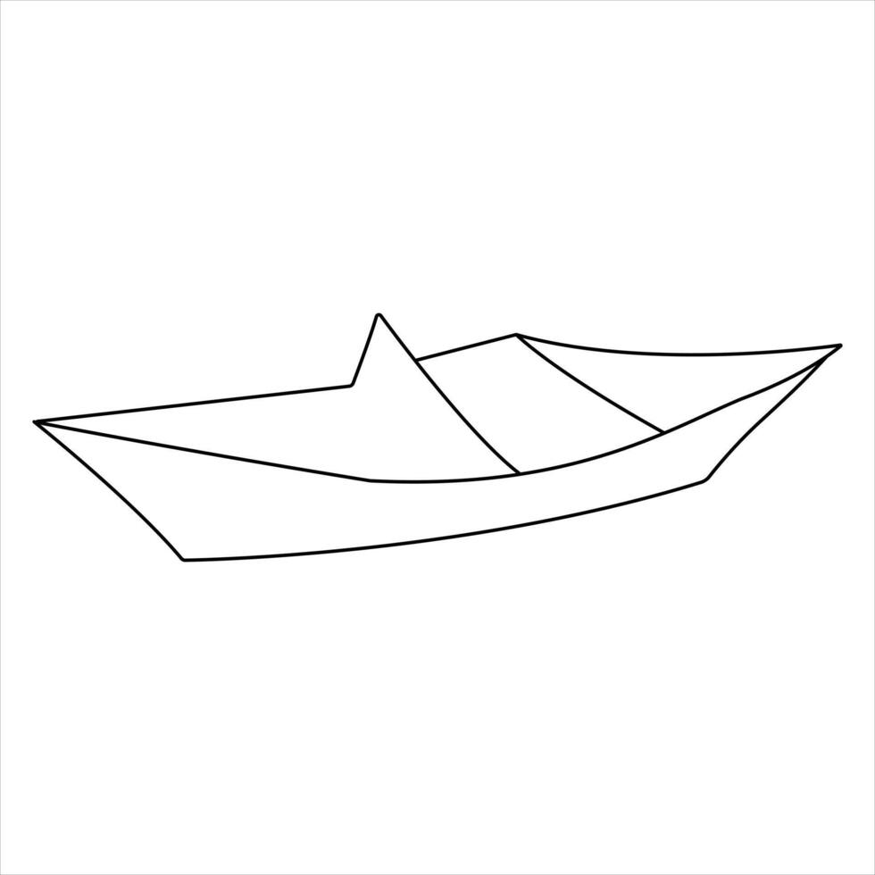 Continuous single line drawing of paper boat sailing on the water river origami toy design outline illustration vector
