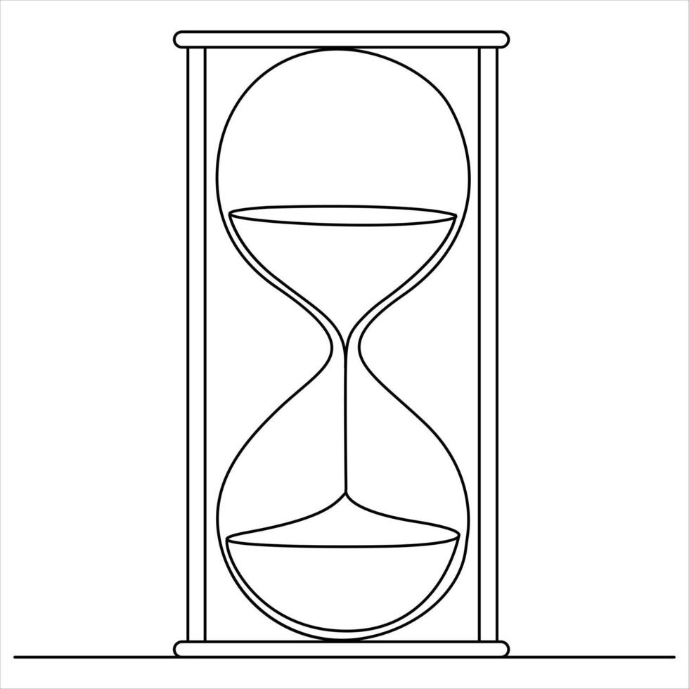Continuous single line drawing of hourglass outline design vector