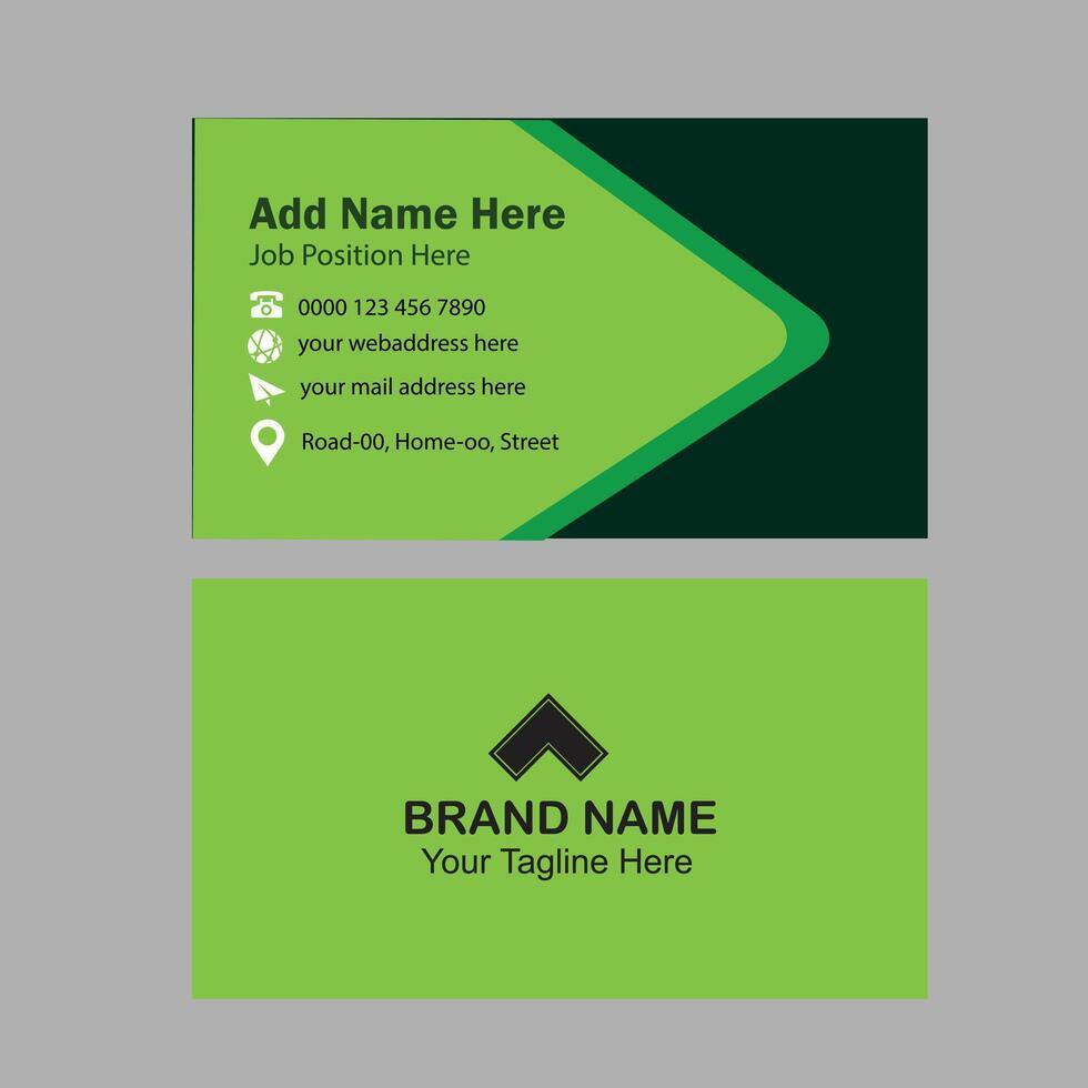 green Professional modern simple unique black and green minimalist creative business card design vector
