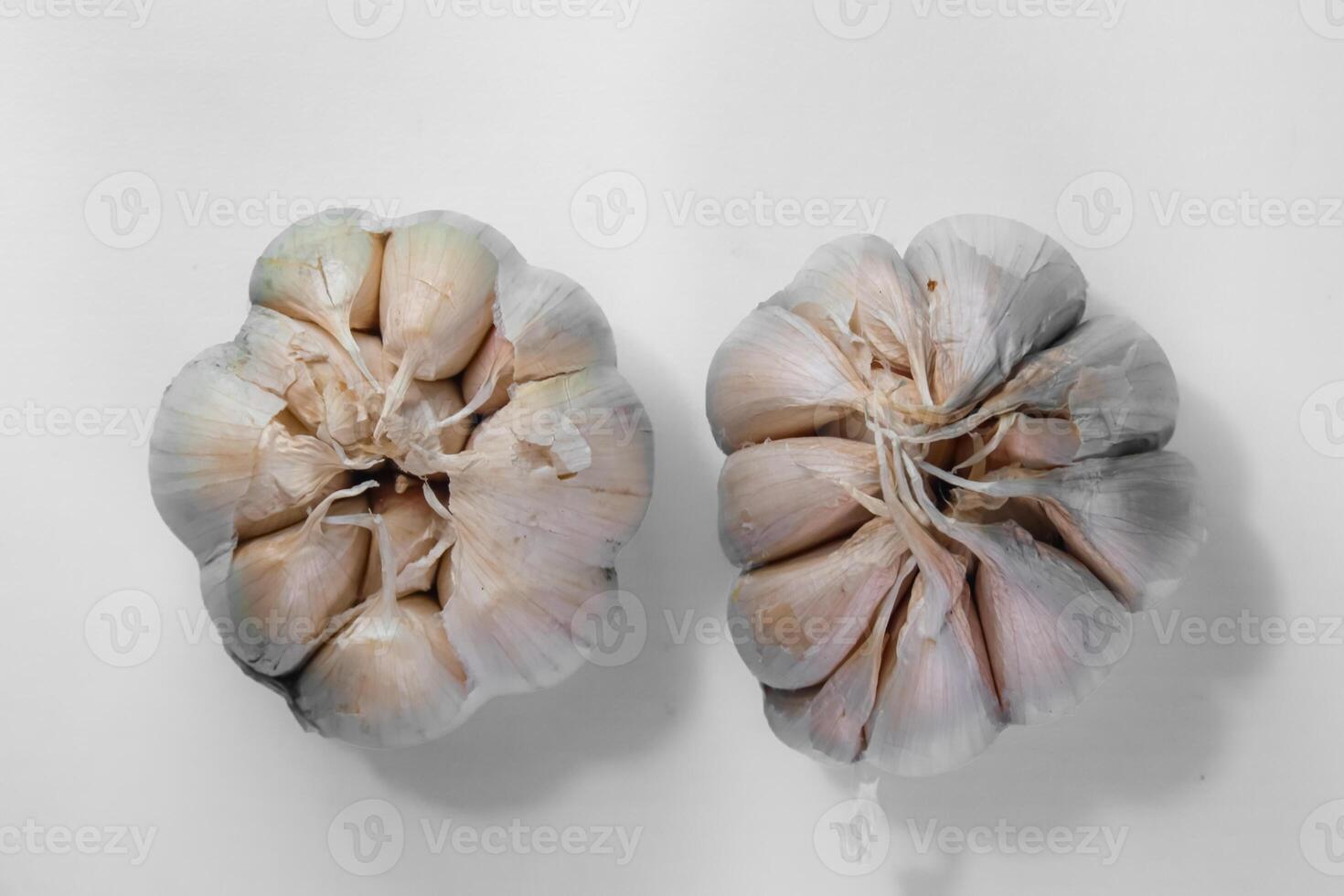 top view close up of fresh garlic bulb photo