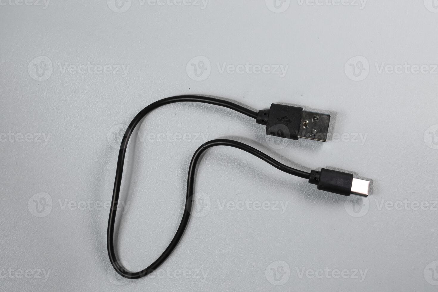 USB Type C cables isolated on white background photo