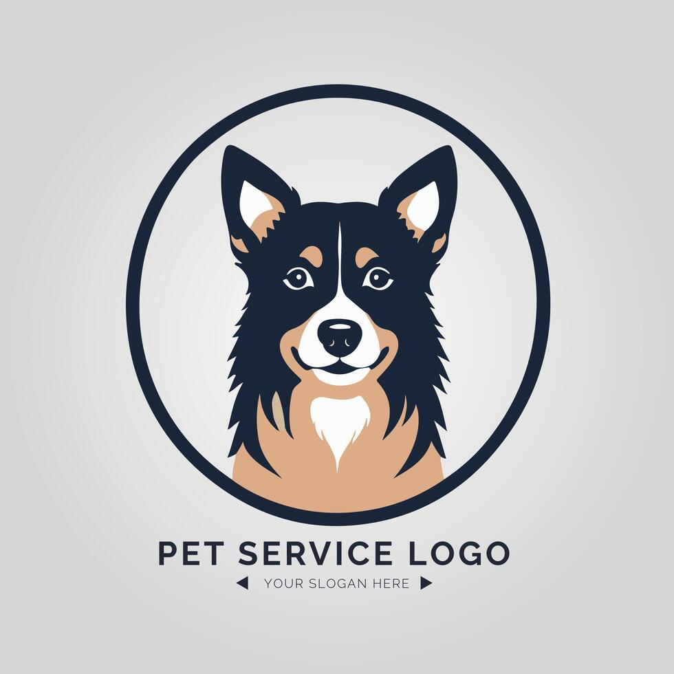 A dog logo with a circle around it vector