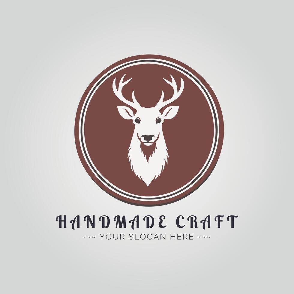 Handmade craft logo design with deer head vector