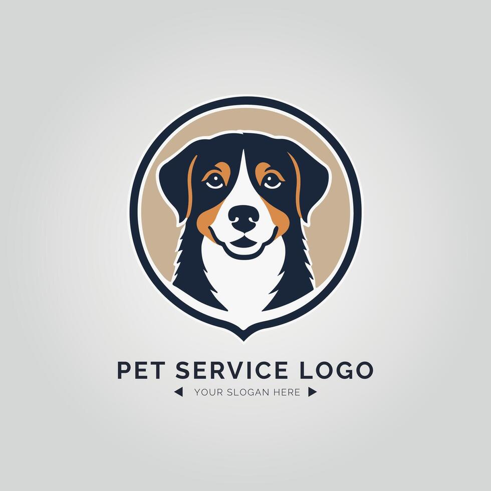 A dog logo with the words pet service logo vector