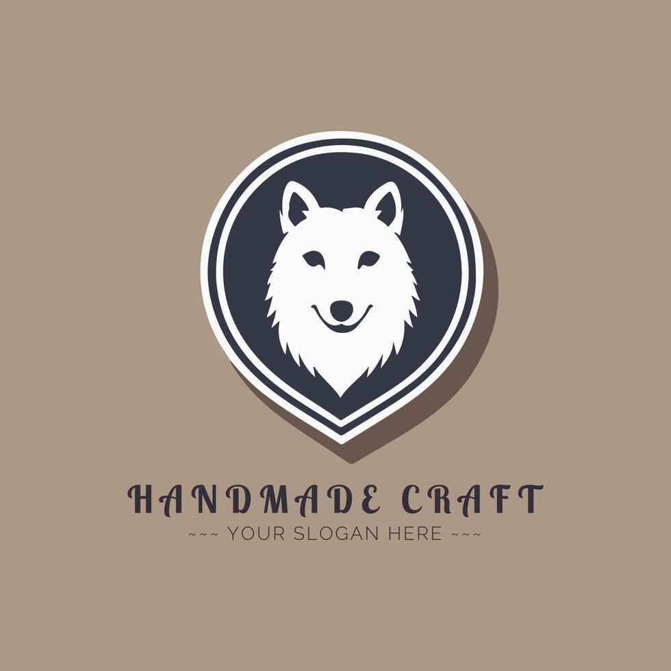A wolf logo for handmade craft vector