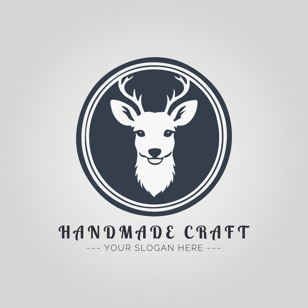 Handmade craft logo design with deer head vector