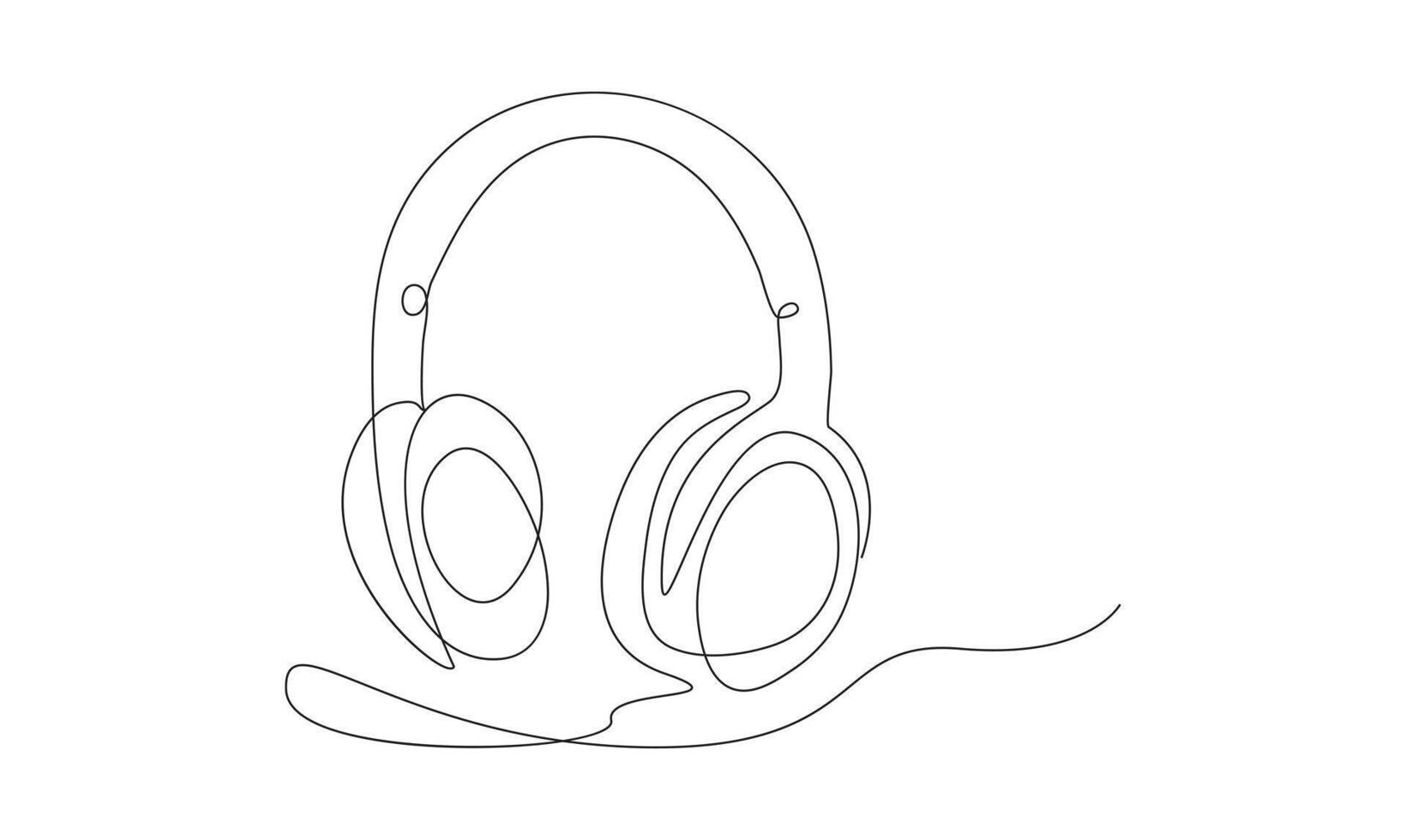 one Continuous line drawing of headphones speaker headset gadget vector