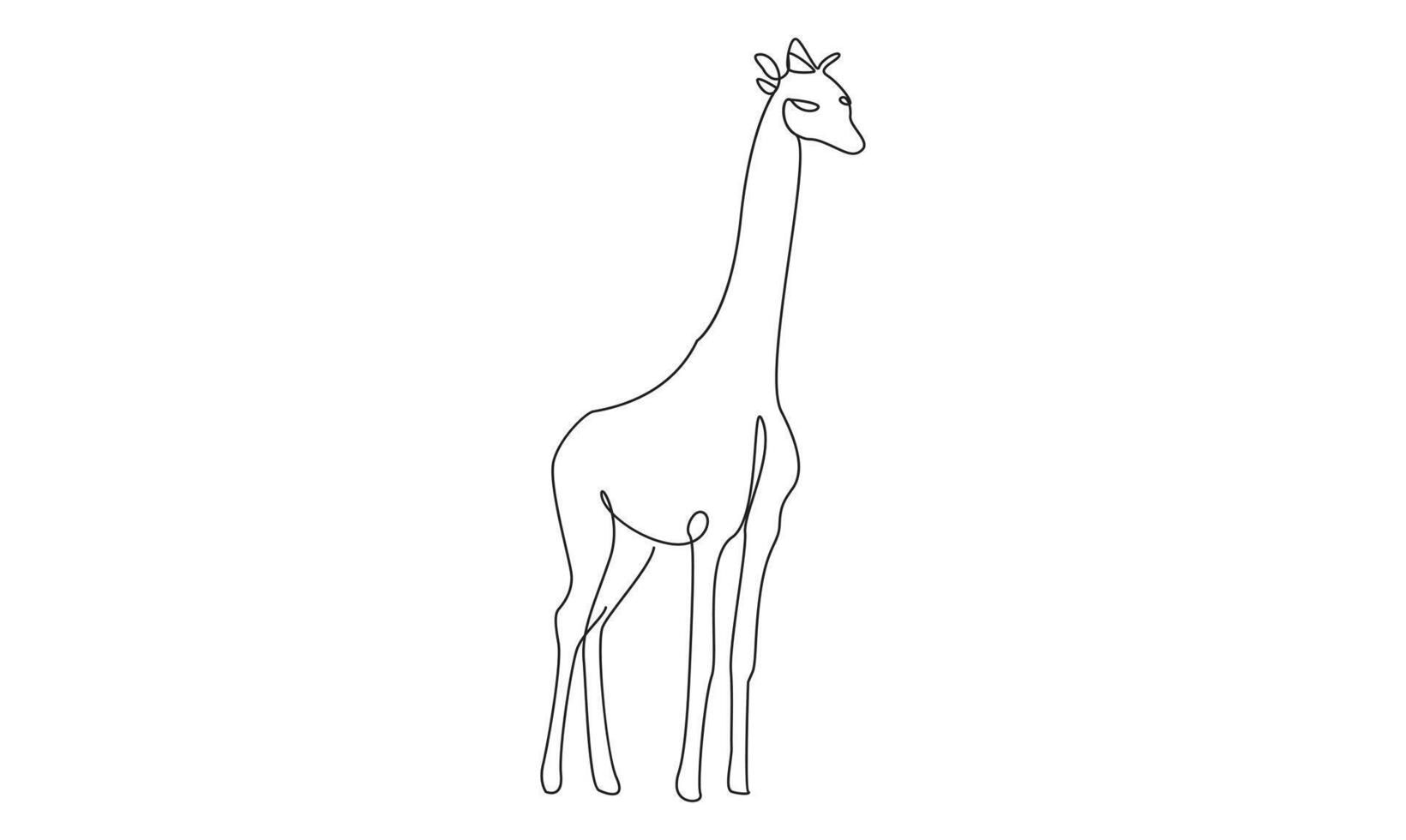 one continuous outline Giraffe drawing and simple minimalist design and premium minimalist vector