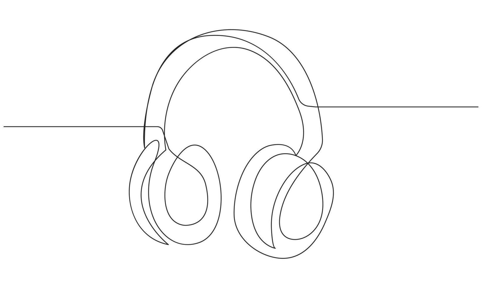 one Continuous line drawing of headphones speaker headset gadget best use for logo vector